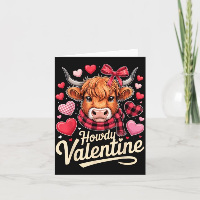 Howdy Valentine Cow Love Outfit For Couples And Af Card (Front)