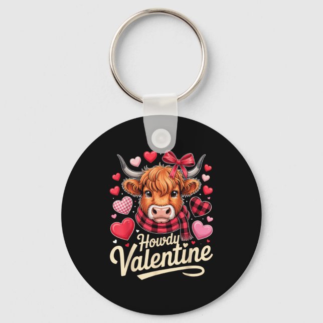 Howdy Valentine Cow Love Outfit For Couples And Af Keychain (Front)