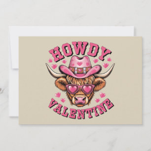 Howdy Valentine Cow Valentines Da&y Coquette Love  Holiday Card
