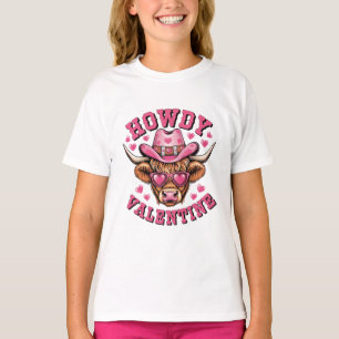 Howdy Valentine Cow Valentines Da&y Coquette Love T-Shirt