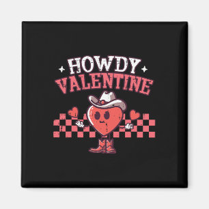 Howdy Valentine Cowboy Heart Retro Cowgirl Women M Magnet