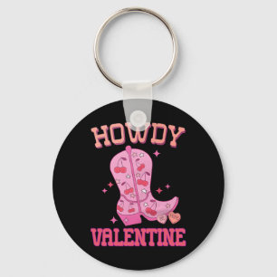 Howdy Valentine Disco Boots Coquette Bow Groovy We Keychain