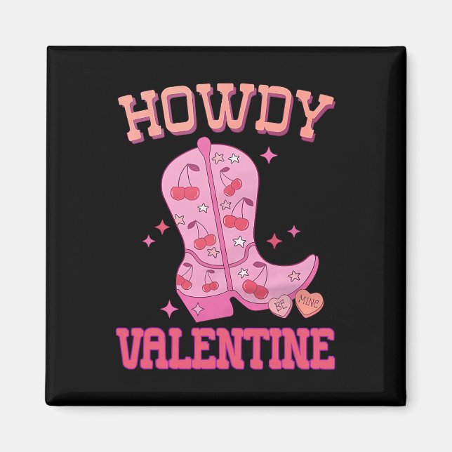 Howdy Valentine Disco Boots Coquette Bow Groovy We Magnet (Front)