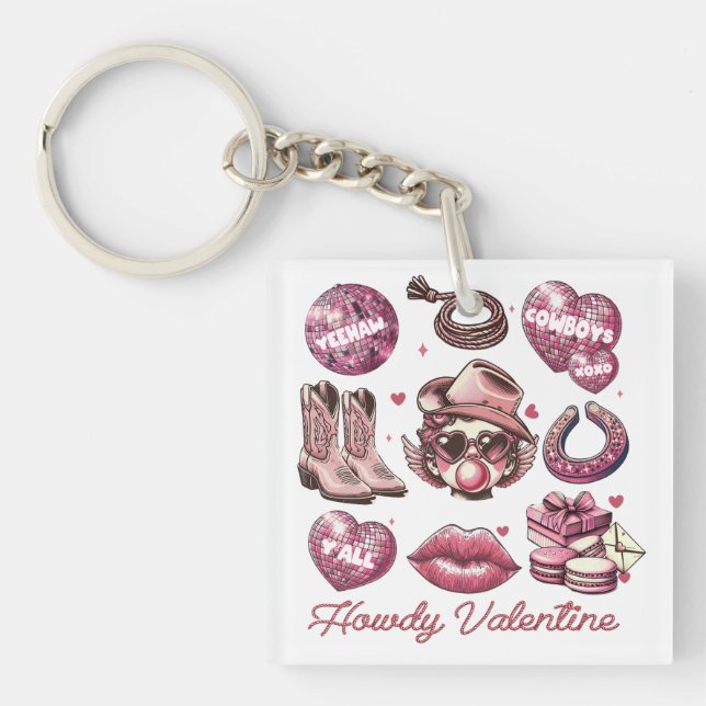 Howdy Valentine Keychain (Front)