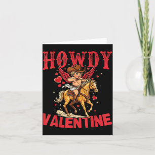 Howdy Valentine Retro Heart Cowboy Hat Western Cow Card