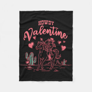 Howdy Valentine Retro Valentine Howdy Cowboy Valen Fleece Blanket