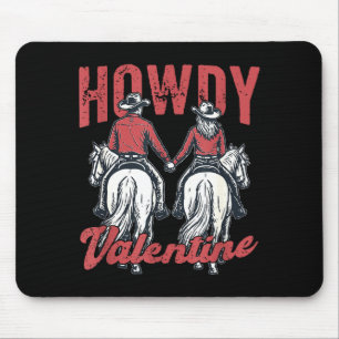 Howdy Valentine Retro Western Couple Love Mouse Pad