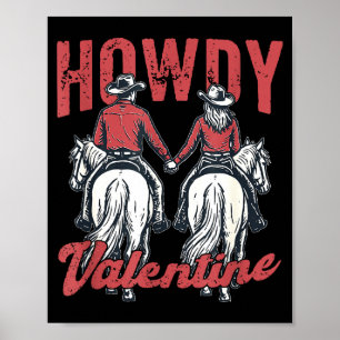 Howdy Valentine Retro Western Couple Love Poster