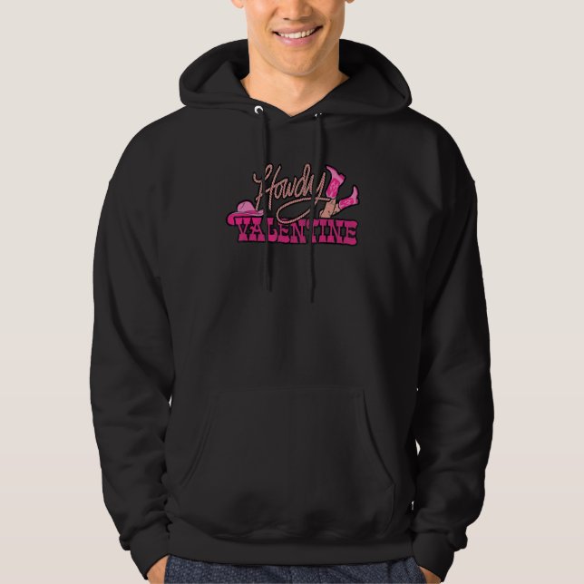 Howdy Valentine Western Country Peace Sign Hand Re Hoodie (Front)