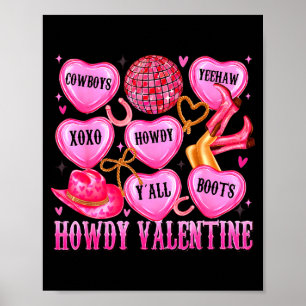 Howdy Valentine Western Cowgirl Hearts Candy Women Poster