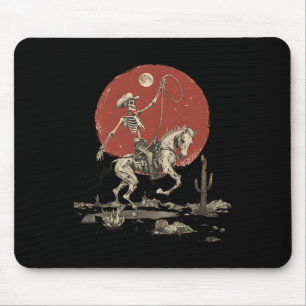 Howdy Western Cowboy Skeleton Riding Horse Vintage Mouse Pad