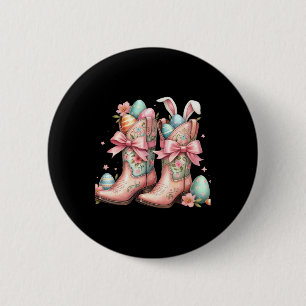 Howdy Western Easter Bunny Coquette Cowboy Boots E 2 Inch Round Button