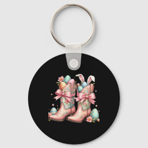 Howdy Western Easter Bunny Coquette Cowboy Boots E Keychain