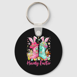 Howdy western easter bunny coquette cowboy boots keychain