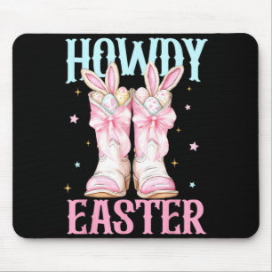 Howdy Western Easter Bunny Coquette Cowboy Boots Mouse Pad