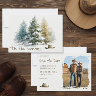 Howdy Western Rustic Watercolor Photo Save The Date