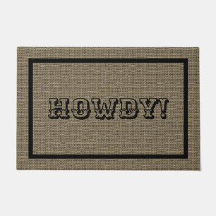 Howdy Western Rustic Welcome Mat   Large Doormat
