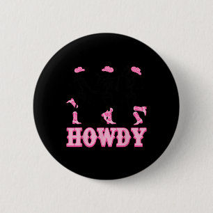 Howdy Western Skeleton Cowgirls Dancing Halloween 2 Inch Round Button