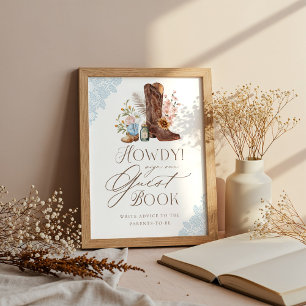 Howdy Wild Western Baby Boy Shower Guestbook Sign