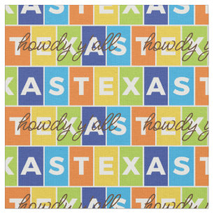 Howdy Y'all Colorful Texas Boxes Pattern Fabric
