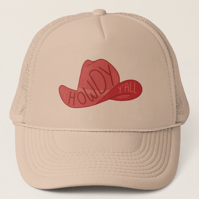 Howdy Y'all Cowboy/Cowgirl Casquette Art rose (Devant)