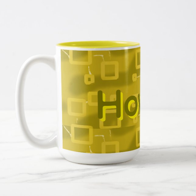 Howdy Yellow Geometric  Two-Tone Coffee Mug (Left)
