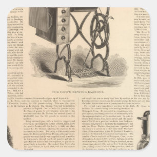 Howe Sewing Maching with Sketch of the Inventor Square Sticker