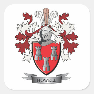 Howell Family Crest Coat of Arms Square Sticker