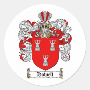 HOWELL FAMILY CREST -  HOWELL COAT OF ARMS CLASSIC ROUND STICKER