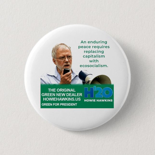Howie Hawkins for President 2 Inch Round Button (Front)