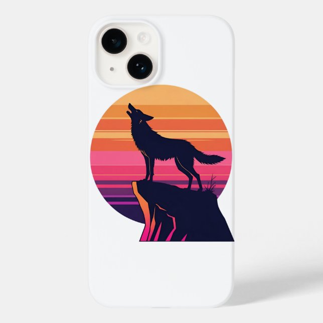 Howl at the Dusk – Retro Coyote Sunset  Case-Mate iPhone Case (Back)