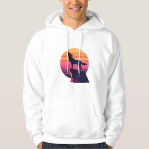 Howl at the Dusk – Retro Coyote Sunset Hoodie
