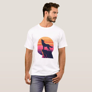 Howl at the Dusk – Retro Coyote Sunset  T-Shirt