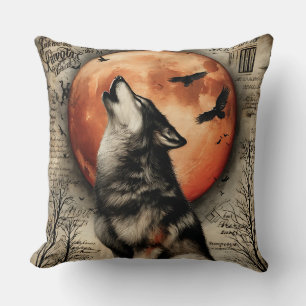 Howl & Hallowed – Beneath the Burning Moon Throw Pillow