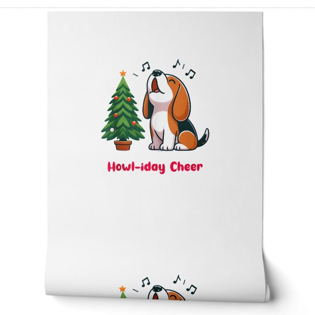Howl-iday Cheer Beagle With A Christmas Tree Desig Wallpaper (Unrolling)