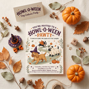 Howl O Ween Dogs Pumpkin Costume Party Postcard