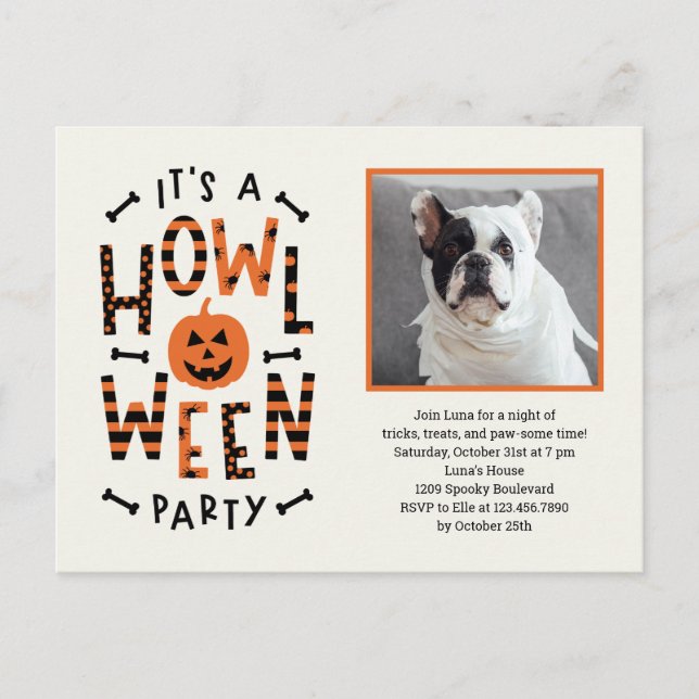 Howl-O-Ween Halloween Party Invitation Carte posta (Devant)