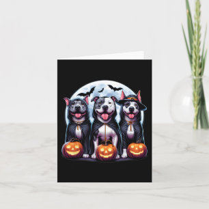Howl-o-ween Halloween Pitbull Dog Pumpkin Ghost Te Card