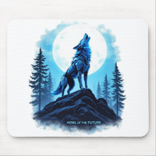 Howl of the Future - Robotic Wolf Mousepad