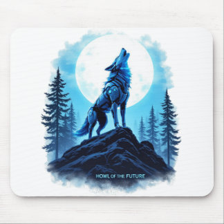 Howl of the Future - Robotic Wolf Mousepad