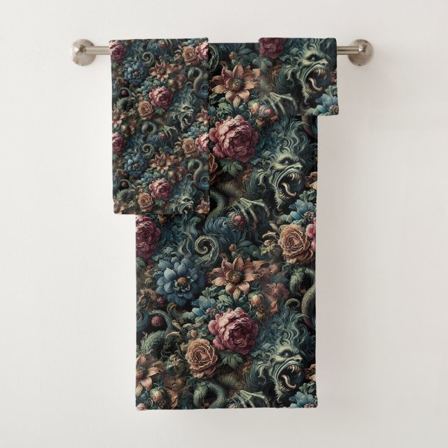 Howl of the Gilded Wild – Gothic Victorian Bath Towel Set (Insitu)