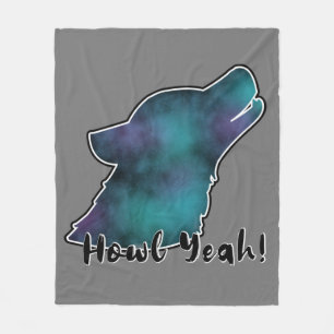 Howl Yeah! Space Galaxy Wolf Silhouette Head Fleece Blanket