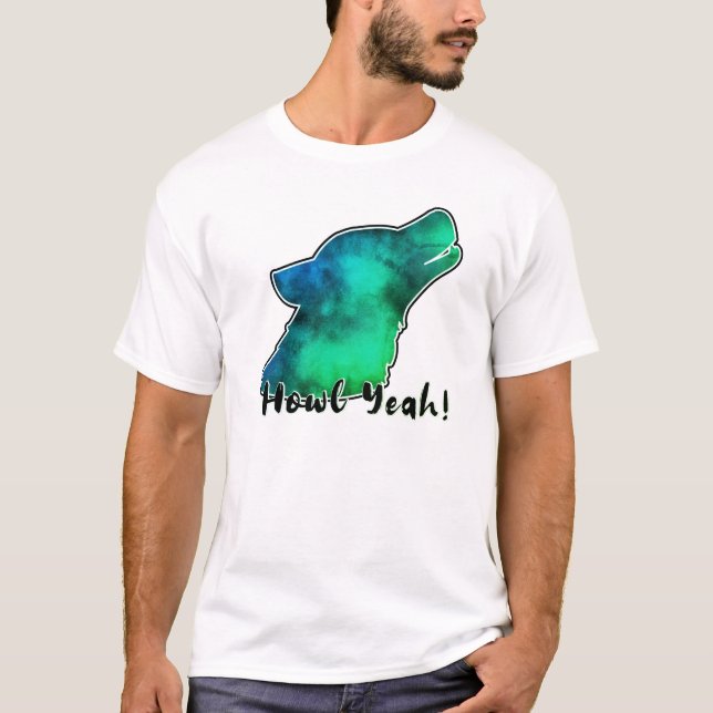 Howl Yeah! Space Galaxy Wolf Silhouette T-Shirt (Front)