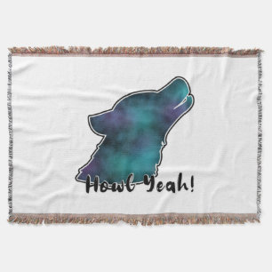 Howl Yeah! Space Galaxy Wolf Silhouette Throw Blanket