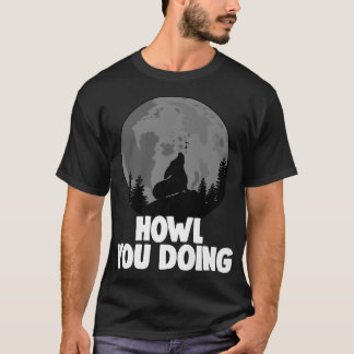 Howl You Doing Corgi Howling Moon Women Doggy Moon T-Shirt