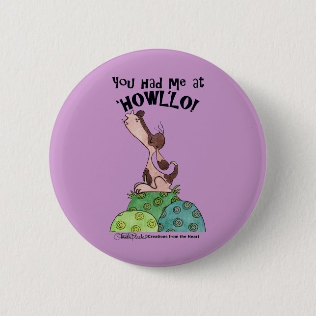 Howler Dog 2 Inch Round Button (Front)