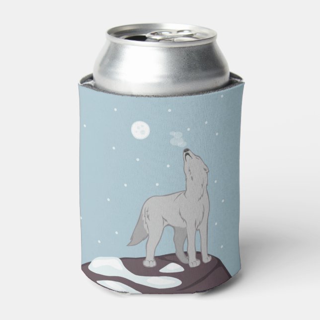 Howling Arctic Wolf Can Cooler (Can Front)