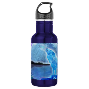 Howling Arctic Wolf & Full Moon Wildlife Photo 532 Ml Water Bottle