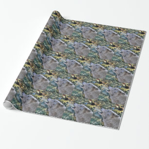 Howling Arctic Wolf in Winter Photo Wrapping Paper