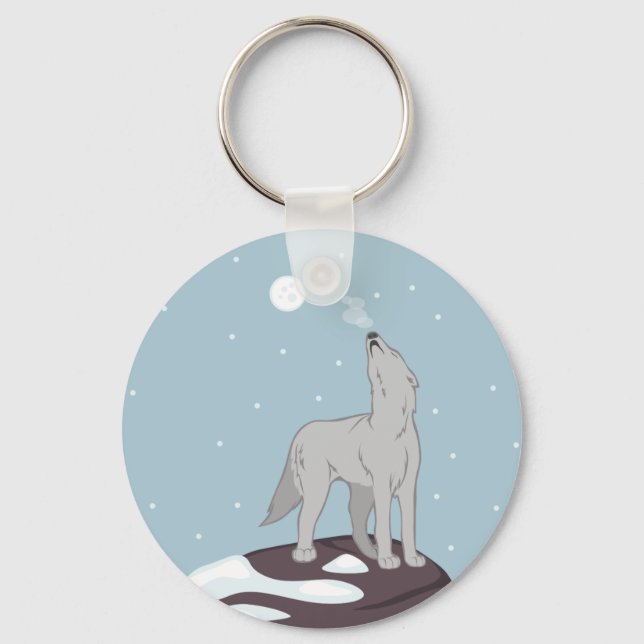 Howling Arctic Wolf Keychain (Front)